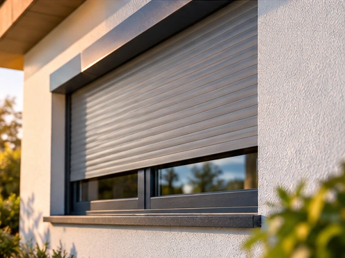 Külső redőny modern homlokzati ablakon, szemléltető illusztráció